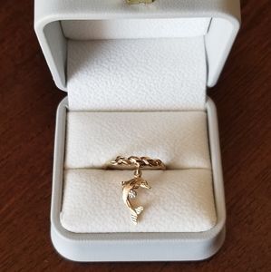 10K Gold Diamond Accent Dolphin Ring